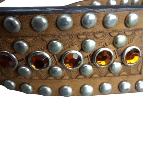 Nocona Leather Jeweled Studded Western Cowgirl Belt SZ 24 - Picture 6 of 11